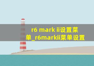 r6 mark ii设置菜单_r6markii菜单设置
